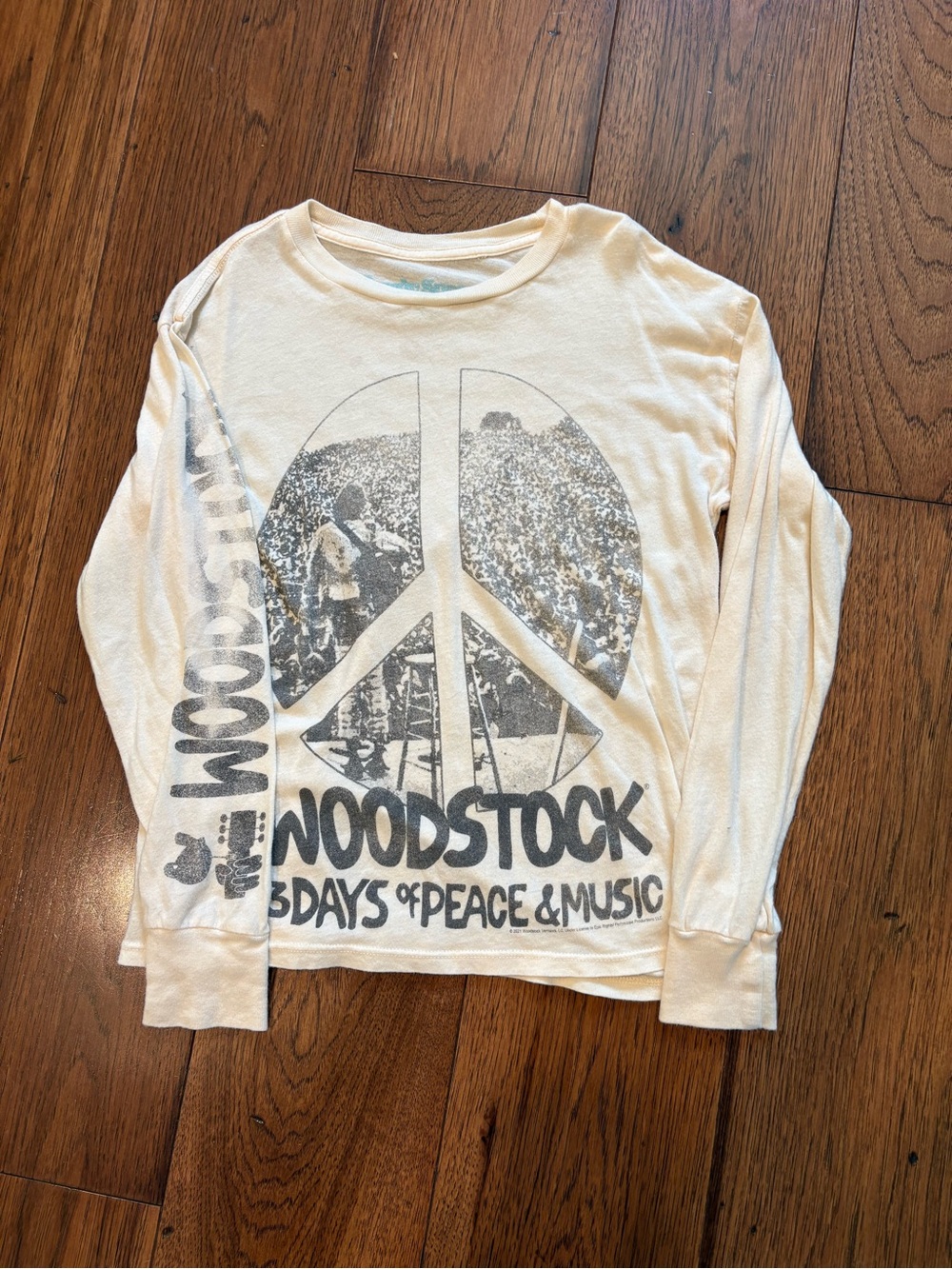 Rowdy Sprout Kids Woodstock Peace & Music Long-Sleeve Tee - Cream